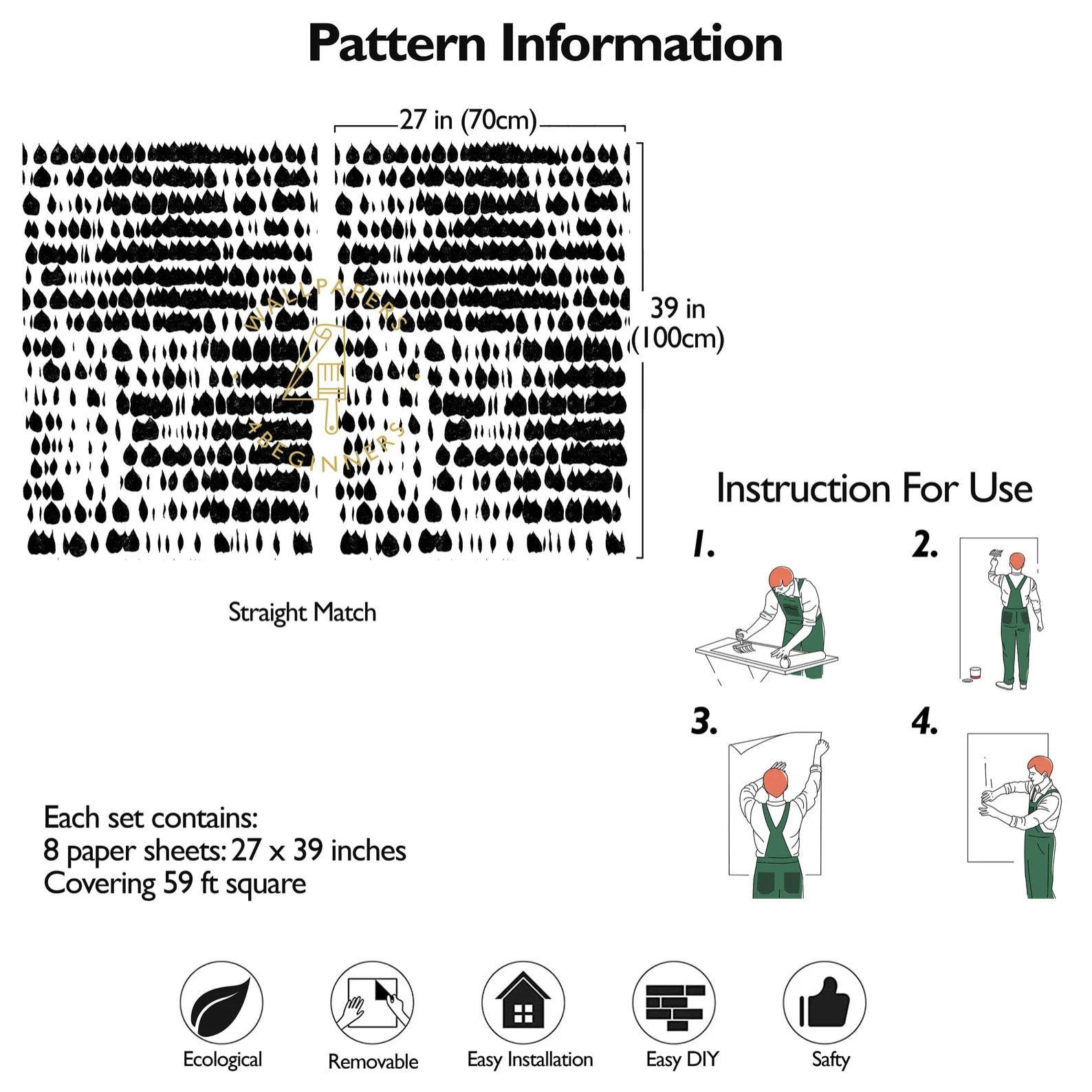 Carta da Parati Moderna Bianca e Nera in Stile Scandinavo