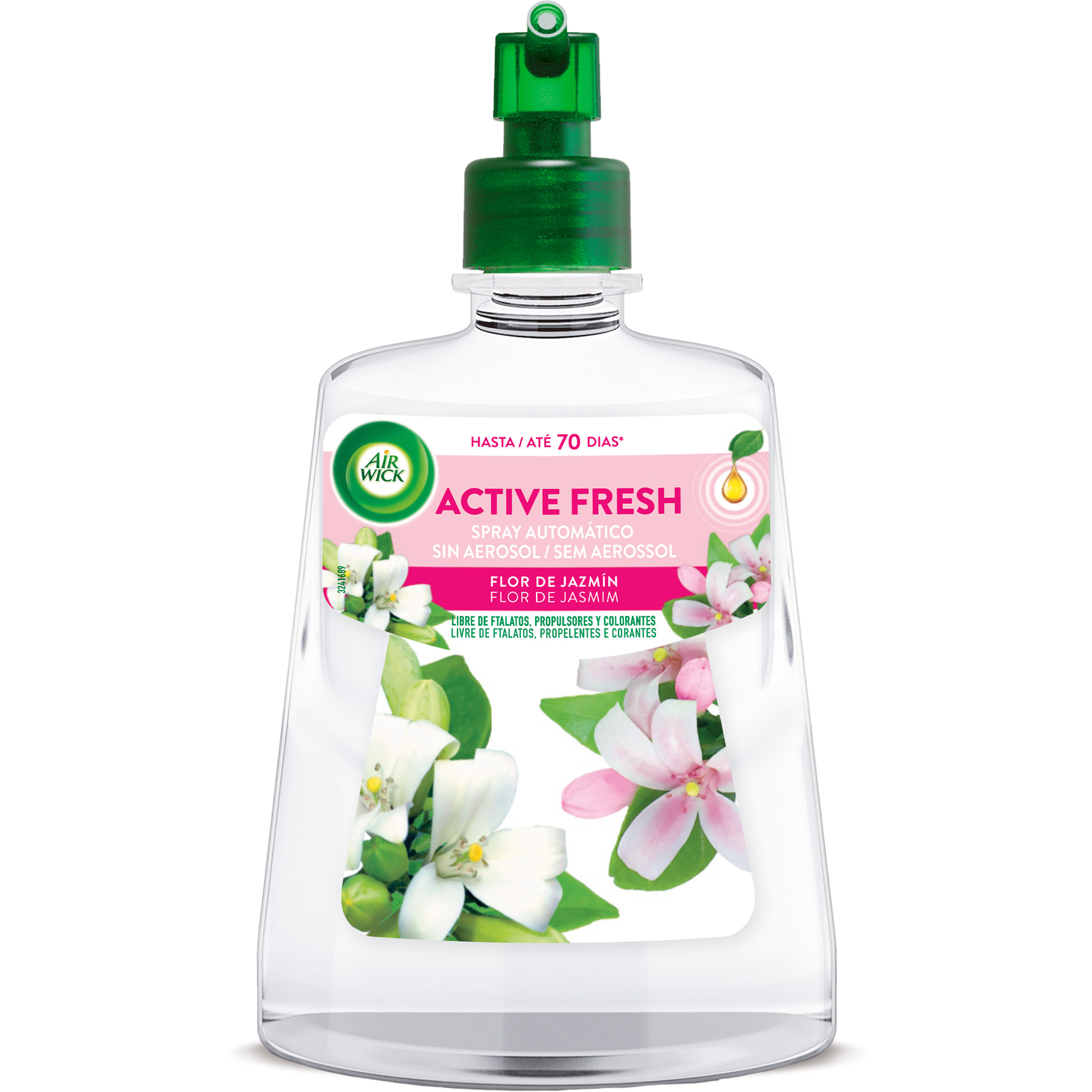 Air Wick Active Fresh Spray Automatico Sin Aerosol - Ambientador para casa con aroma a Flor de Jazmín - Recambio (228ml)