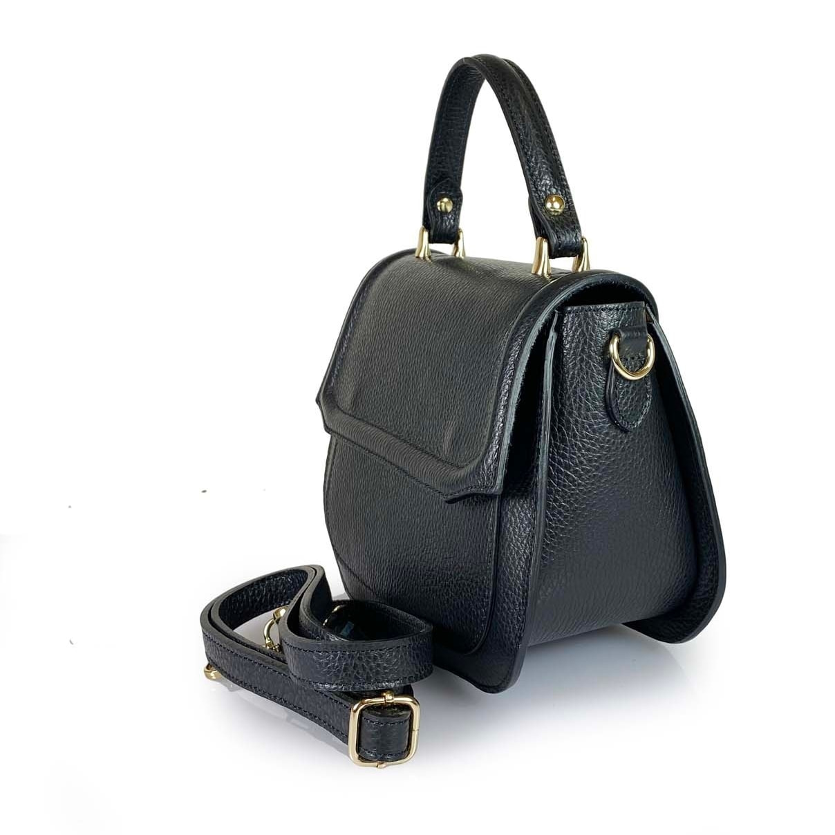 Borse Donna colore Nero-in pelle Made in Italy 21 X 20 X 10cm