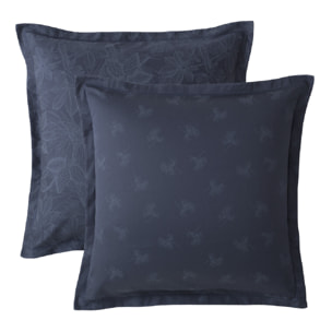 Taie d'oreiller satin de coton imprimé bleu Marronniers bleu
