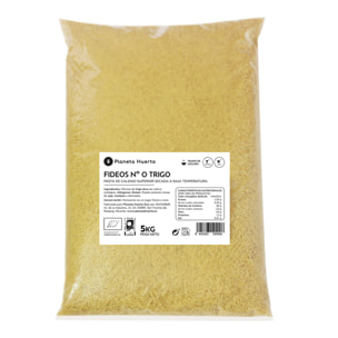 PLANETA HUERTO | Fideos nº0 de trigo ecológico 5 kg, pasta fina sin aditivos Elaborados con sémola de trigo duro ecológica - Fideos ideales para sopas y fideuás
