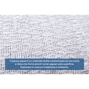 Copriletto Piquet 100% Cotone Made In Italy Disegno Rigato Scia Grigio
