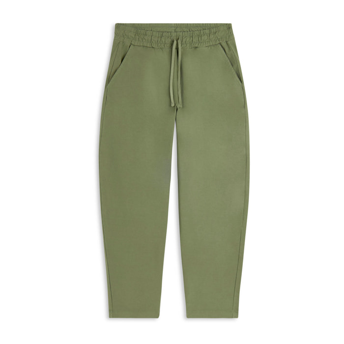 Pantaloni cropped in felpa di cotone tinto effetto vintage