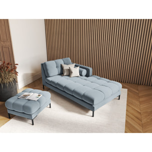 Méridienne droite "Bali" en velours bleu clair