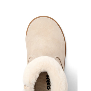Botas de Niña con Pelo y Corazón Leopardo en Beige