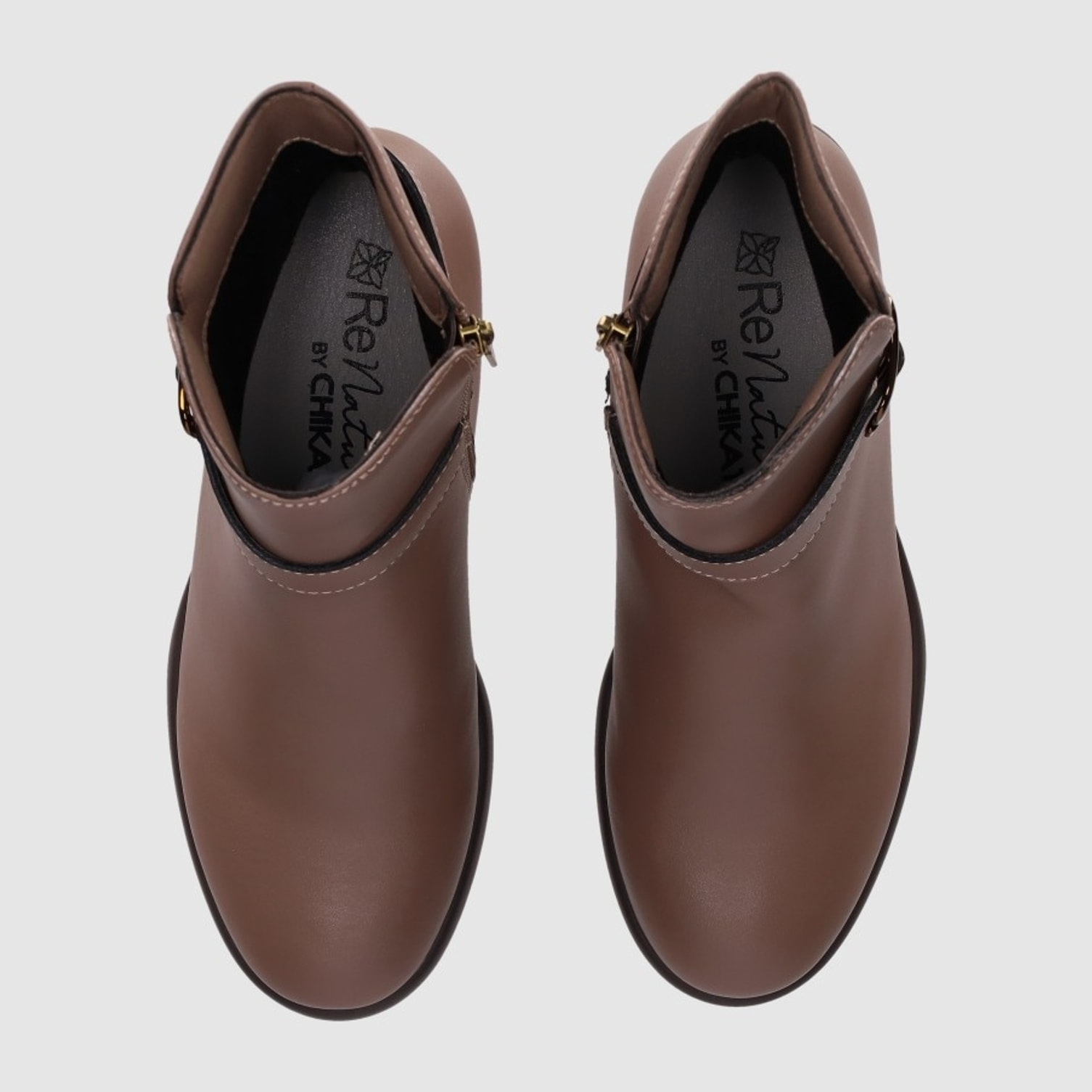 Botines de Piel - Taupe - Tacón: 5 cm