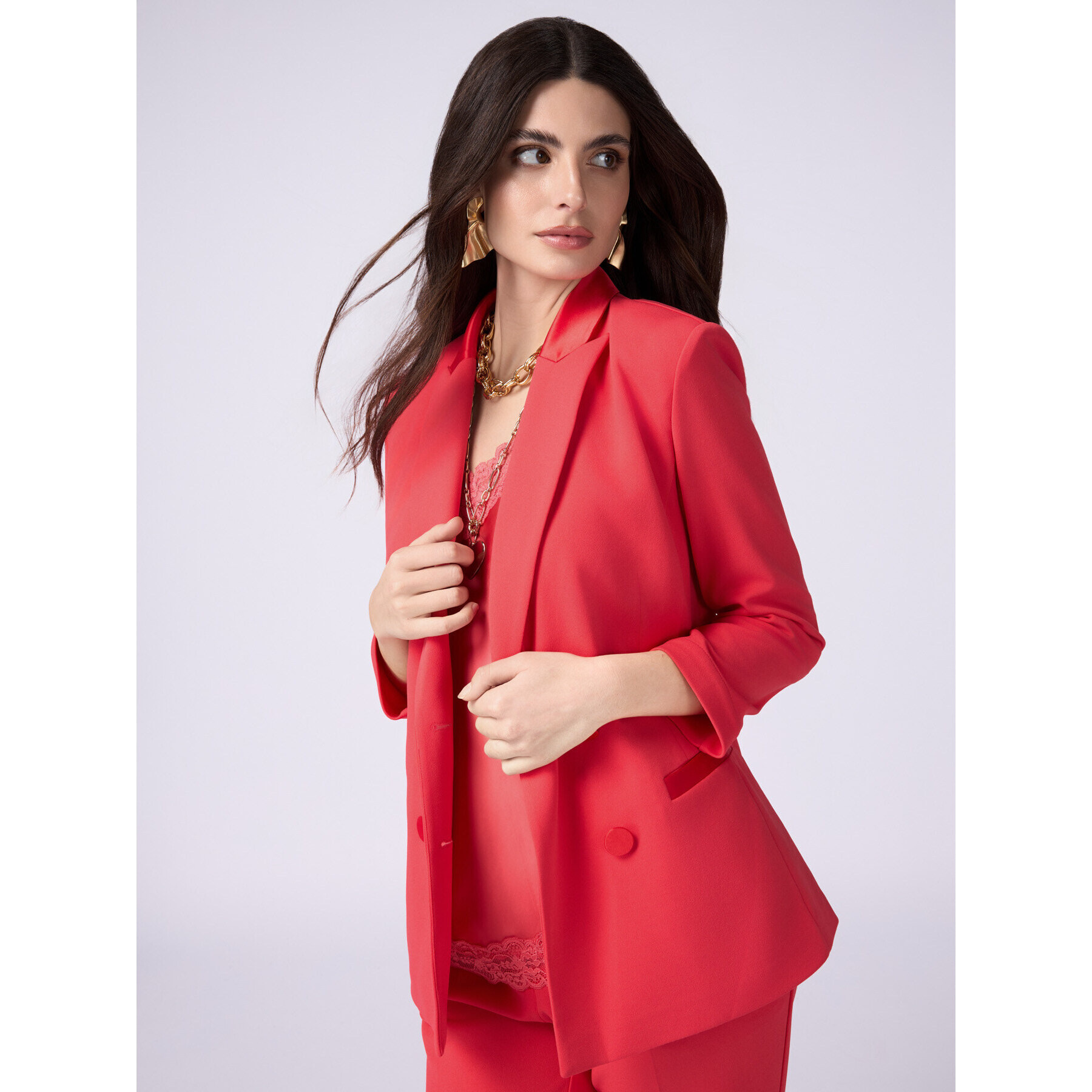 Oltre - Blazer doppiopetto in tessuto crêpe - Rosso