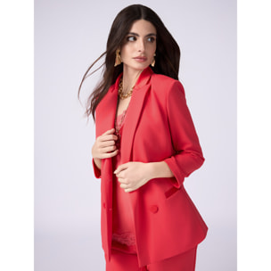 Oltre - Blazer doppiopetto in tessuto crêpe - Rosso