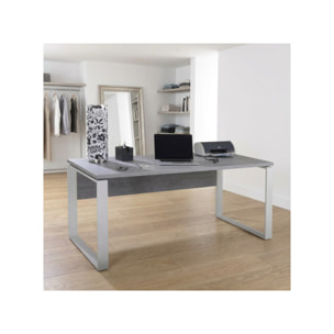 Bureau industriel 170 cm gris béton avec pieds métal - OFFICIO