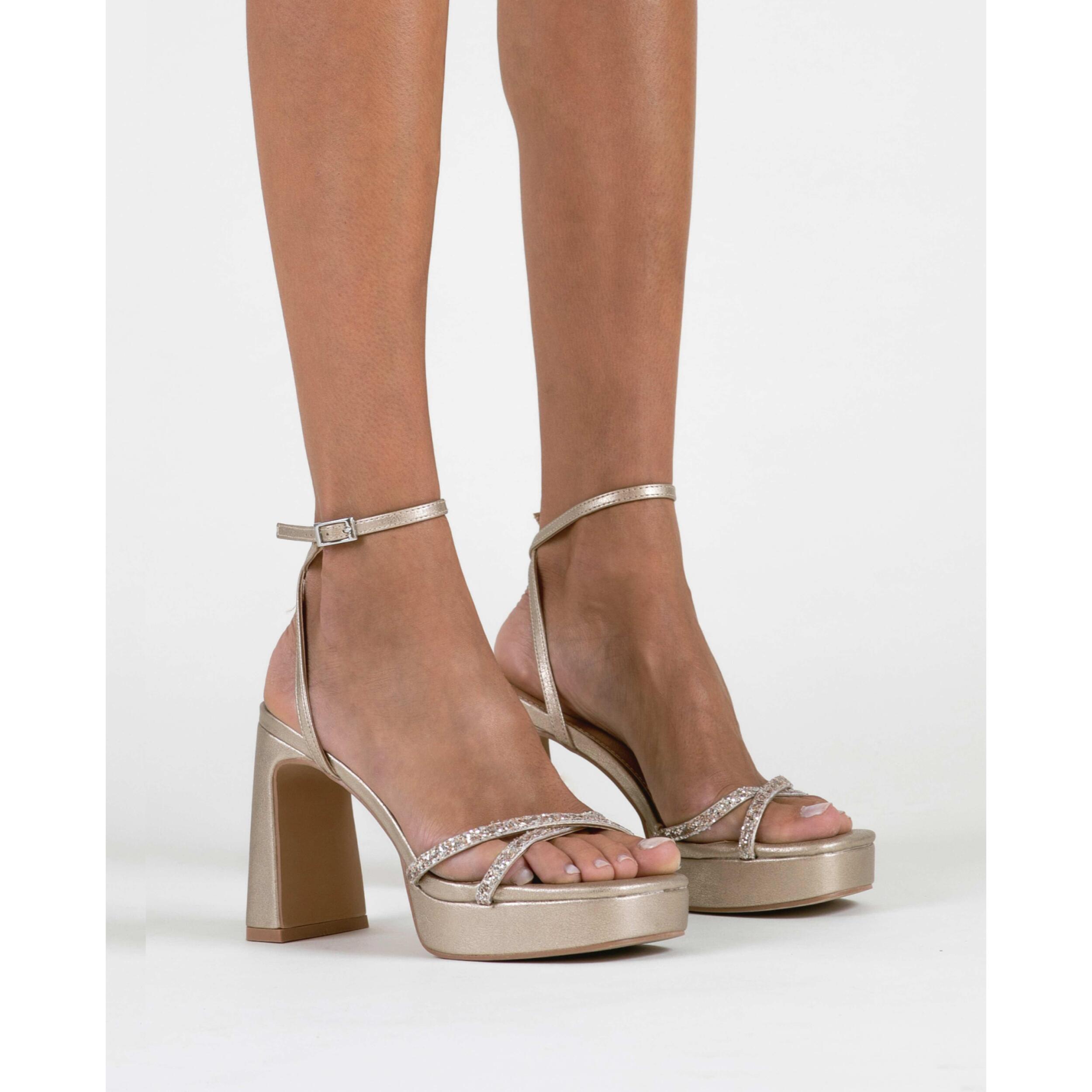 Sandalias de tacón GRETA DORADO GLITTER 10 cm