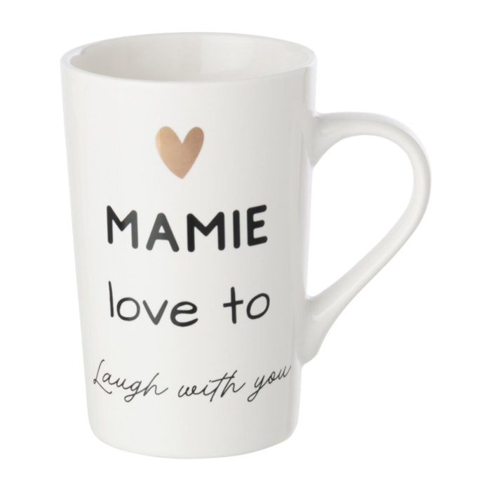 J-Line mug Mamie - porcelaine - blanc/noir