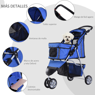 Cochecito Plegable con Ruedas 360Âº de Oxford 75x45x97cm Azul