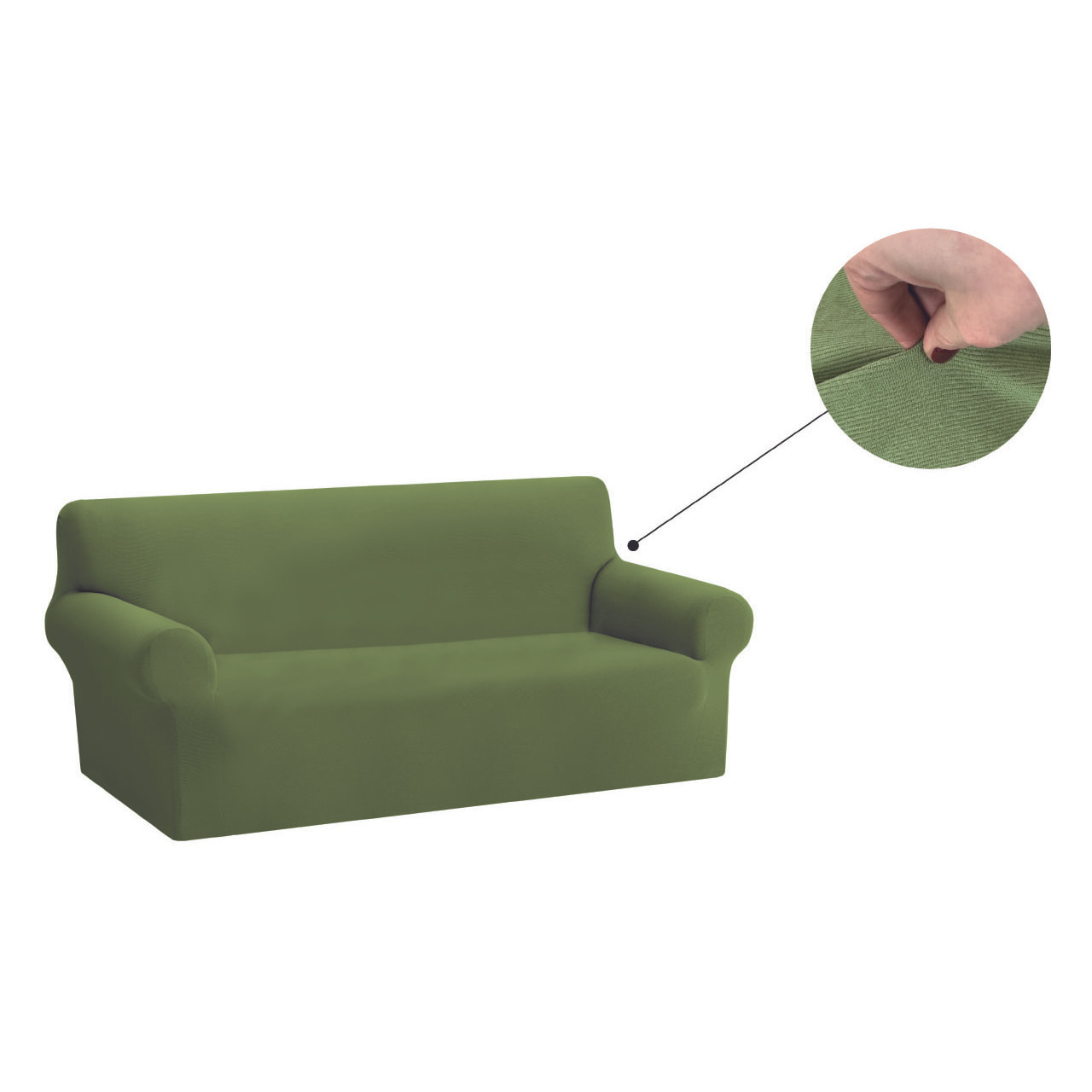 Copridivano Copriseduta Sofà Elasticizzato Smile Tinta Unita Verde