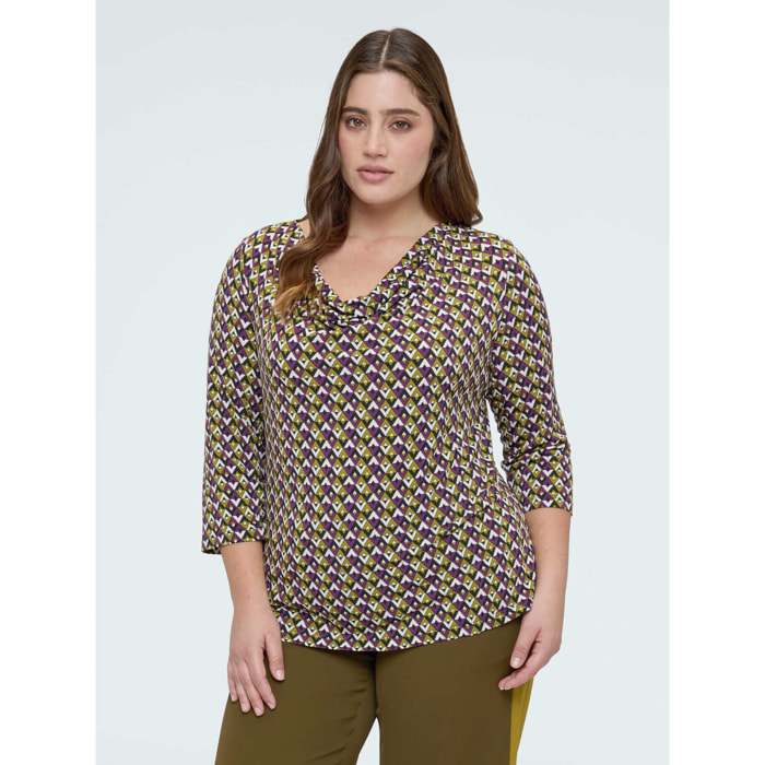 Fiorella Rubino - T-shirt in jersey con stampa geometrica - Nero