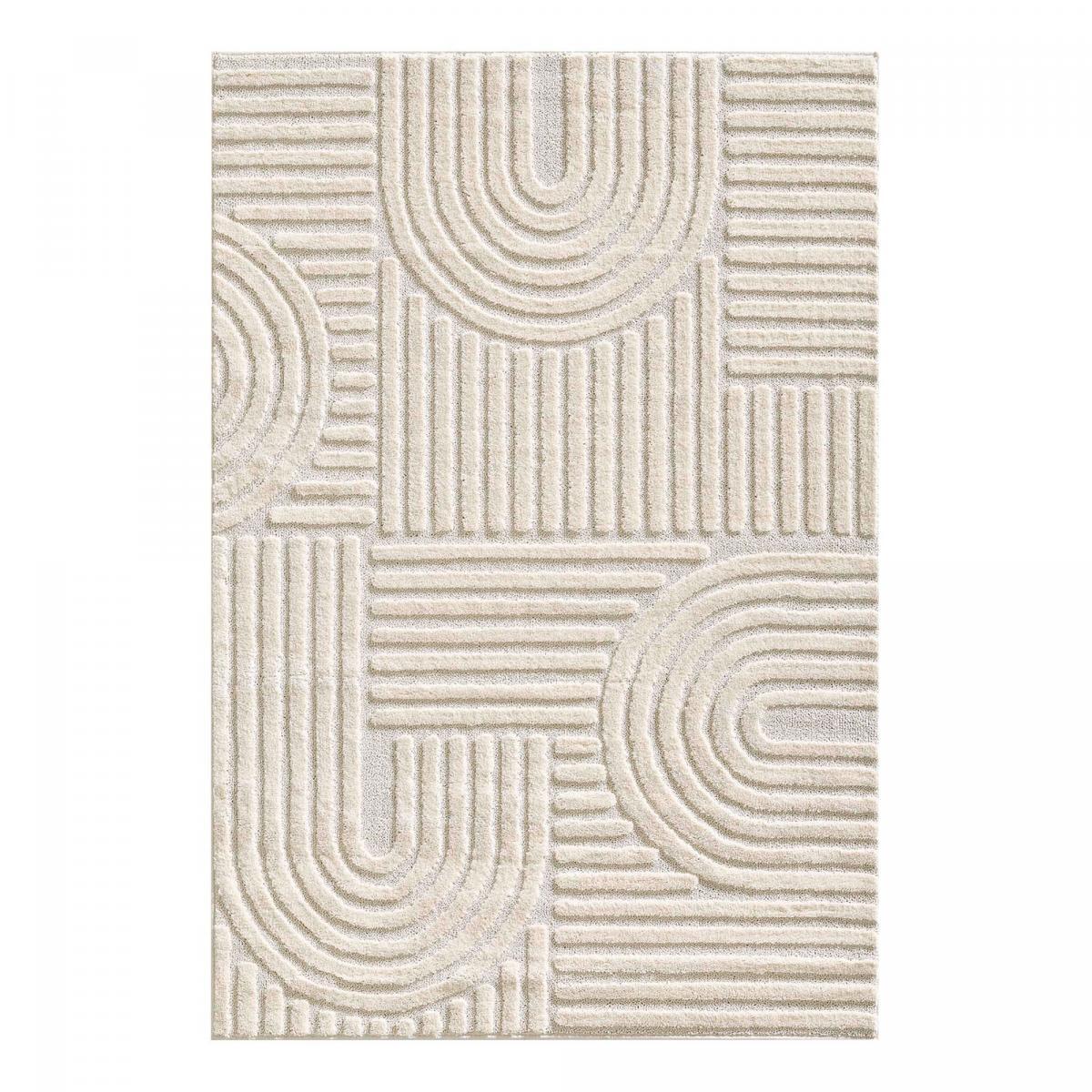 Tapis salon au motif géométrique en relief, moderne et élégant, MANON