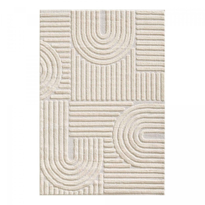 Tapis salon au motif géométrique en relief, moderne et élégant, MANON