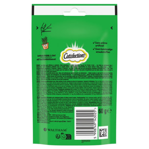 CATISFACTIONS Friandises saveur d'herbe à chat pour chats adultes 6x60g