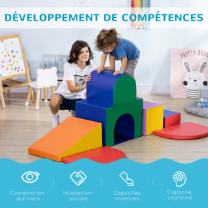 7 blocs de construction en mousse XXL - modules de motricité - jouets éducatifs - certifiés normes EN71-1-2-3 - mousse EPE revêtement PU multicolore