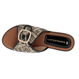 Marina Galanti Scarpe Donna Flat Slippers with Gold Horsebit MG 1E162 Black