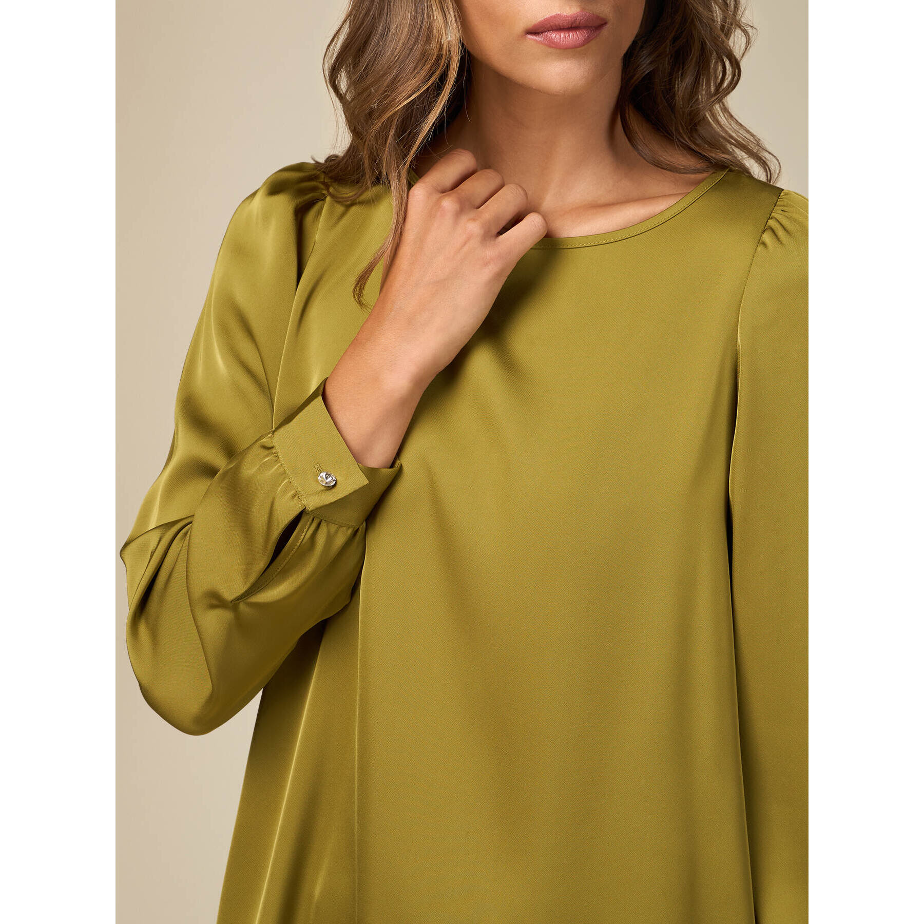 Oltre - Blusa bimateria de mangas largas - Verde