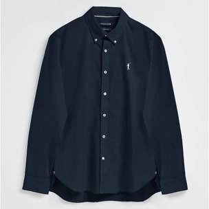 Camicia in popeline blu marino con logo Rigby Go ricamato