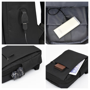 DAM Zaino per laptop  con interfaccia di ricarica USB. 30x13x42 cm. colore rosso