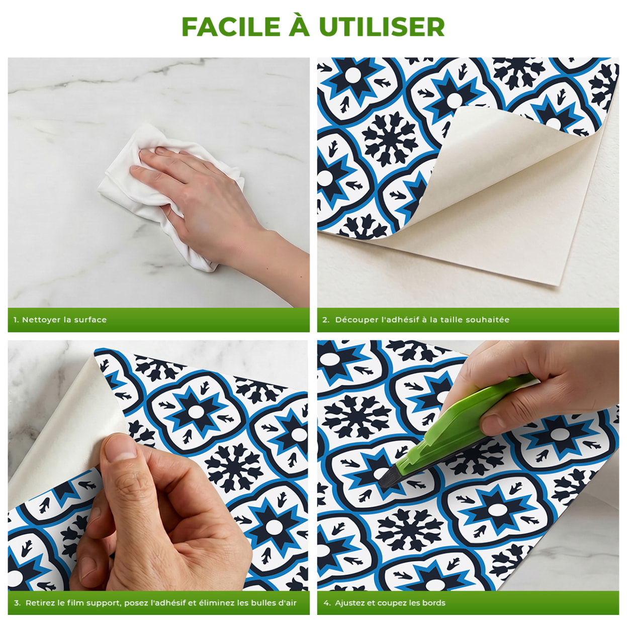 Sticker Sol avec laminat de Protection en Plastique Anti-dérapant | Stickers adhésif Sol - CARRELAGES SOL ODILLA - 1 sticker