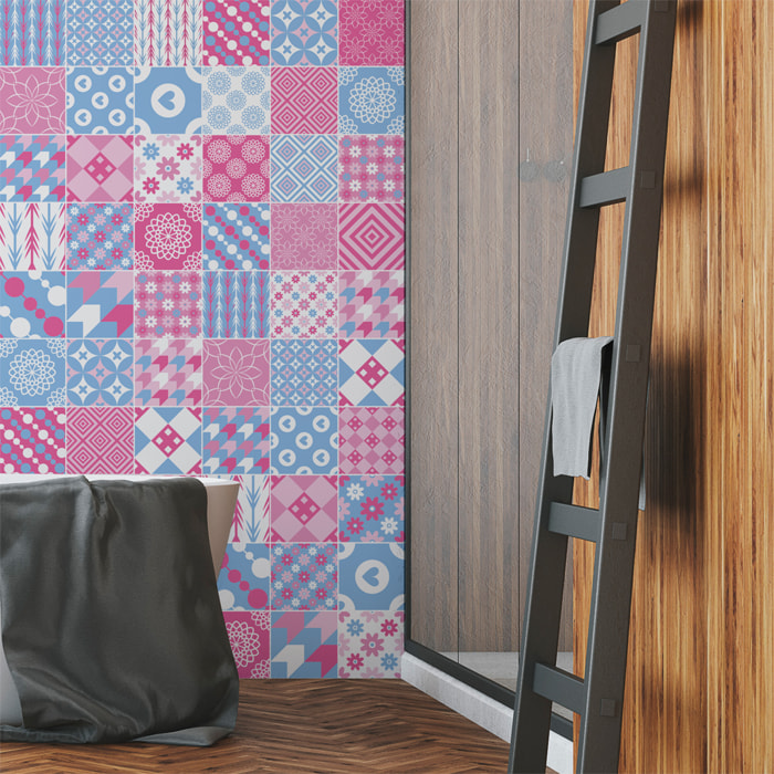 Stickers muraux - Sticker Mural Carrelage adhésif Cuisine Salle de Bain - 60 STICKERS CARRELAGES AZULEJOS ERLA
