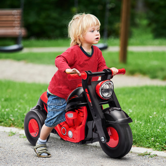 Porteur enfant moto 3 roues effet bulles et musique rouge noir