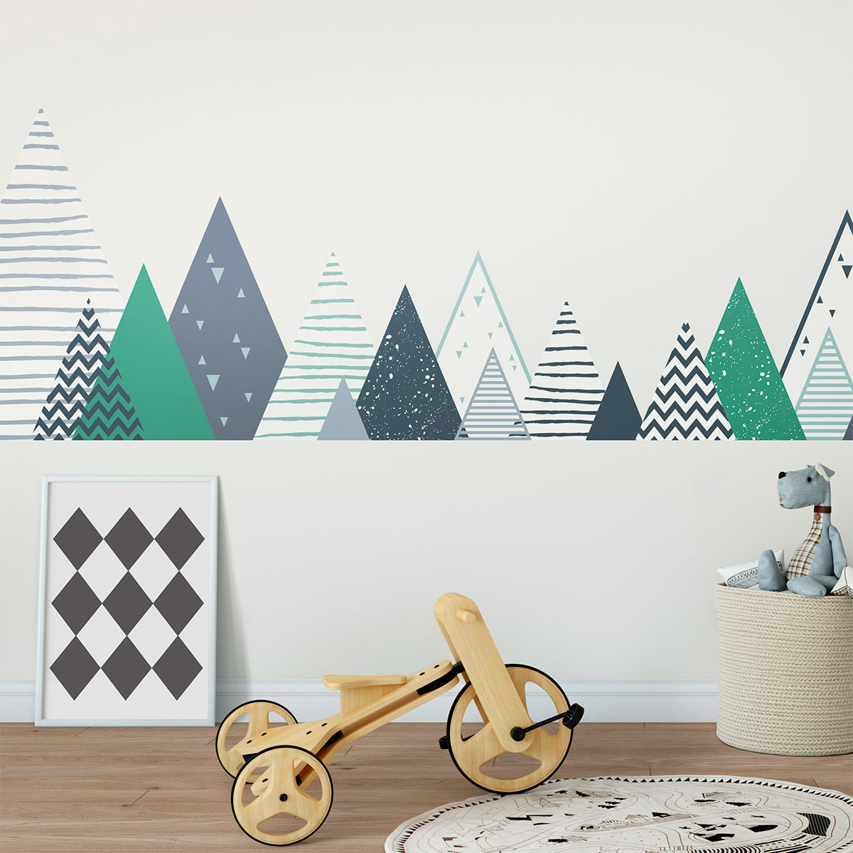 Stickers muraux enfants - Décoration chambre bébé - Autocollant Sticker mural géant enfant montagnes scandinaves ZORKA