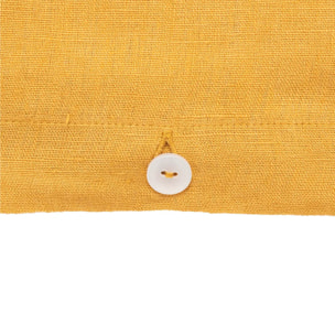 Drap-housse "Linah" - jaune ocre - lin lavé 140x190 cm