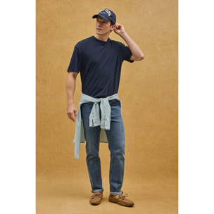 Maglietta cotolino blu marino a maniche corte con logo Polo Club