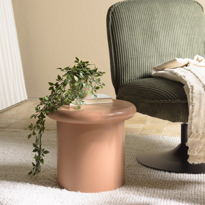 AGATHE - Table d'appoint ronde en bois peint marron D40cm