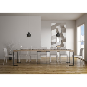 Consolle allungabile 90x40/300 cm Futura Quercia Natura telaio Antracite.