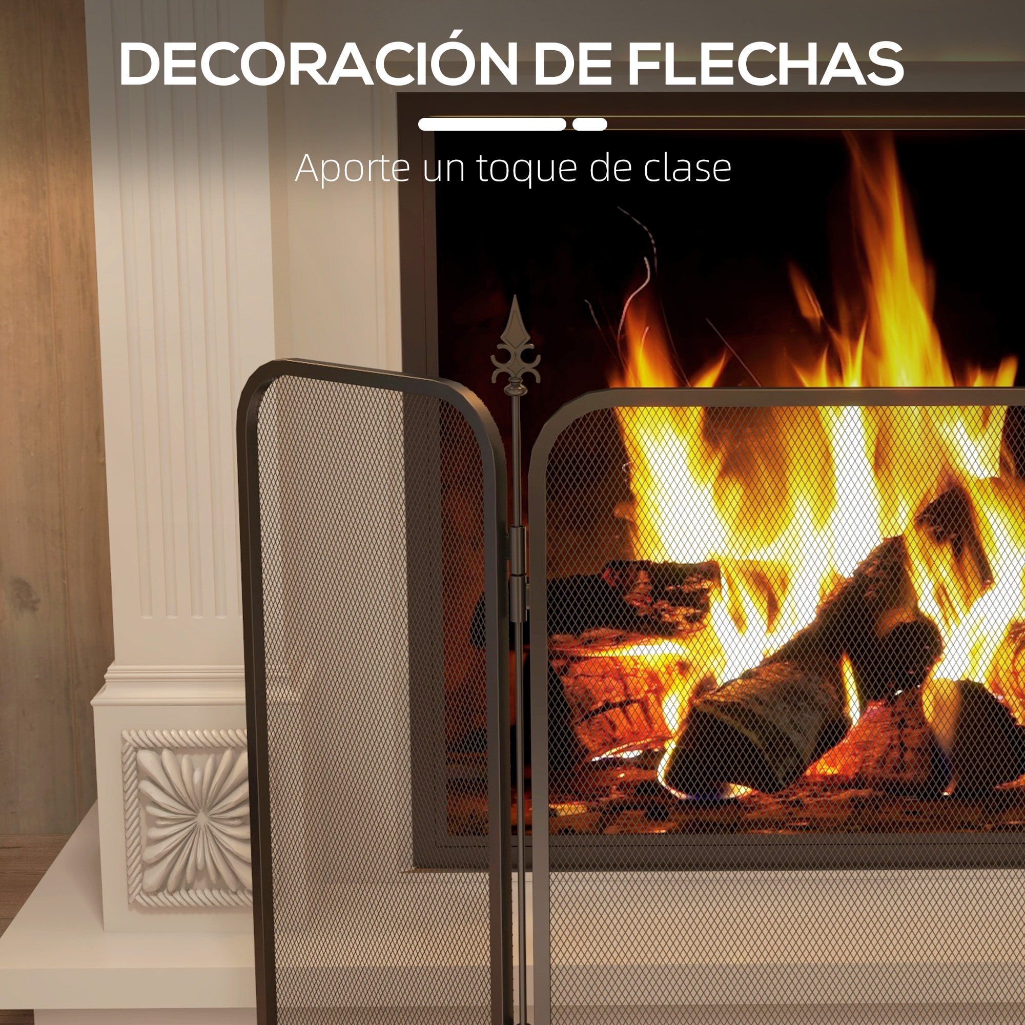 Salvachispas para Chimenea de 3 Paneles Pantalla para Chimenea Plegable Protector de Chimenea de Metal 96x1,3x56 cm Negro