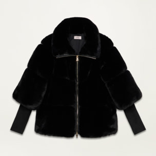 Oltre - Chaqueta teddy con puños de punto - Negro