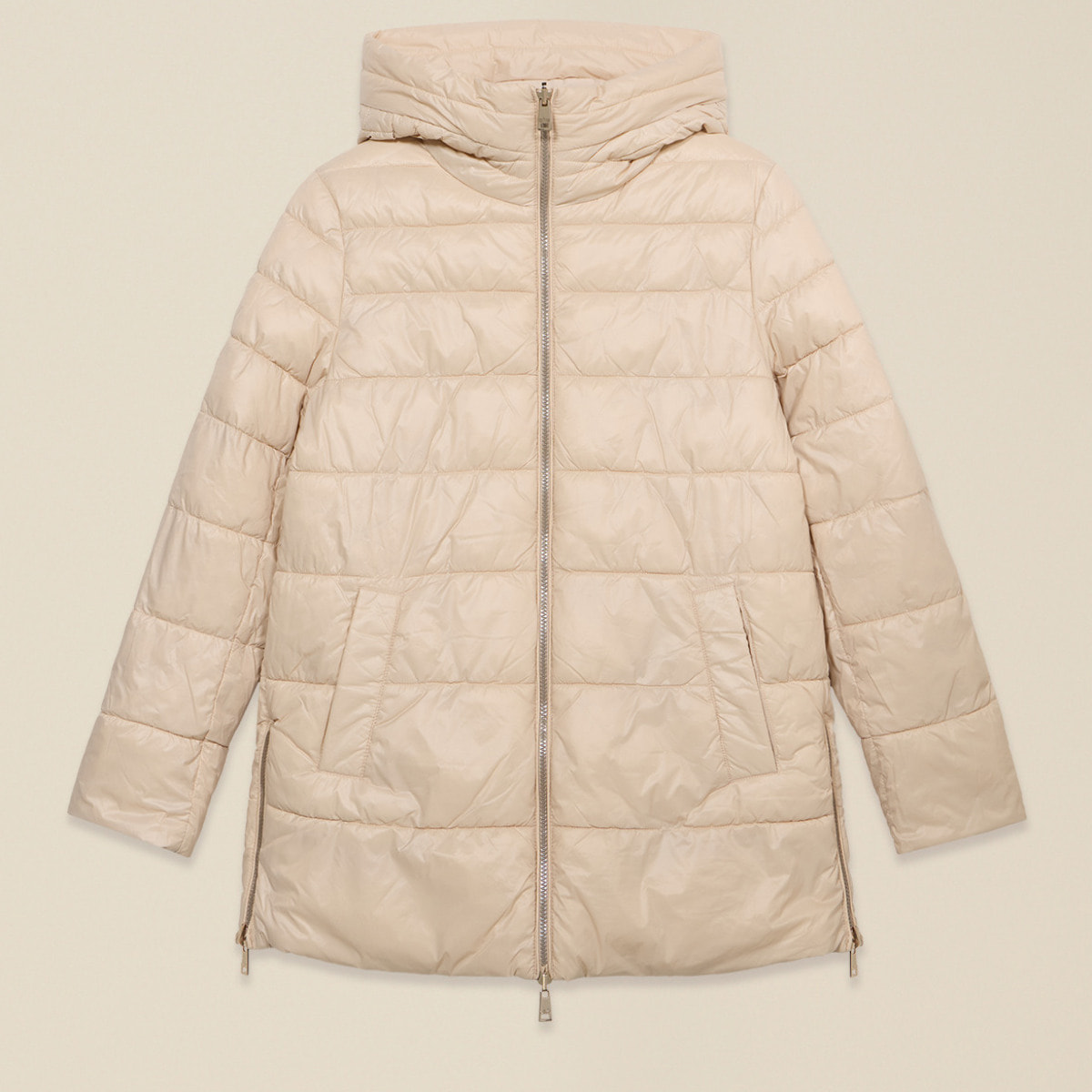 Oltre - Plumífero midi con capucha - Beige