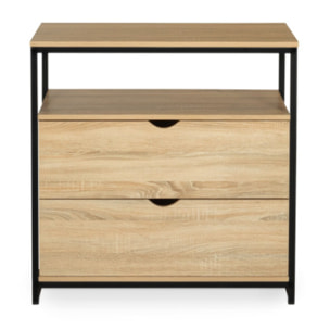 Commode Memphis 2 tiroirs + 1 étagère