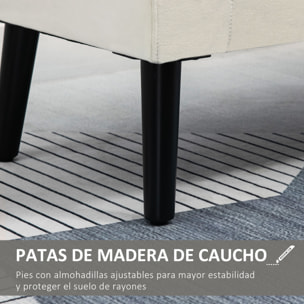 HOMCOM Taburete Pie de Cama Tapizado en Terciopelo Banqueta de Almacenaje Acolchado con Tapa Abatible Reposabrazos y Patas de Madera para Dormitorio Salón 111,5x41x65 cm Blanco Crema