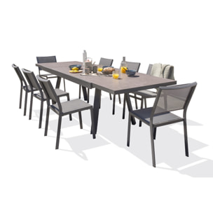 STOCKHOLM - Ensemble repas de jardin 8 places en céramique sur verre