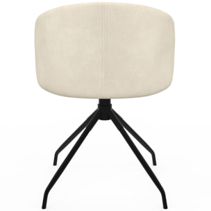 Chaises Léona pivotantes velours crème pieds métal - lot de 2