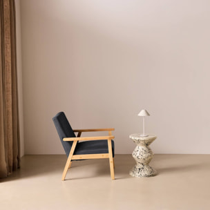 Fauteuil scandinave bois de peuplier, d'hévéa et tissu ISAK