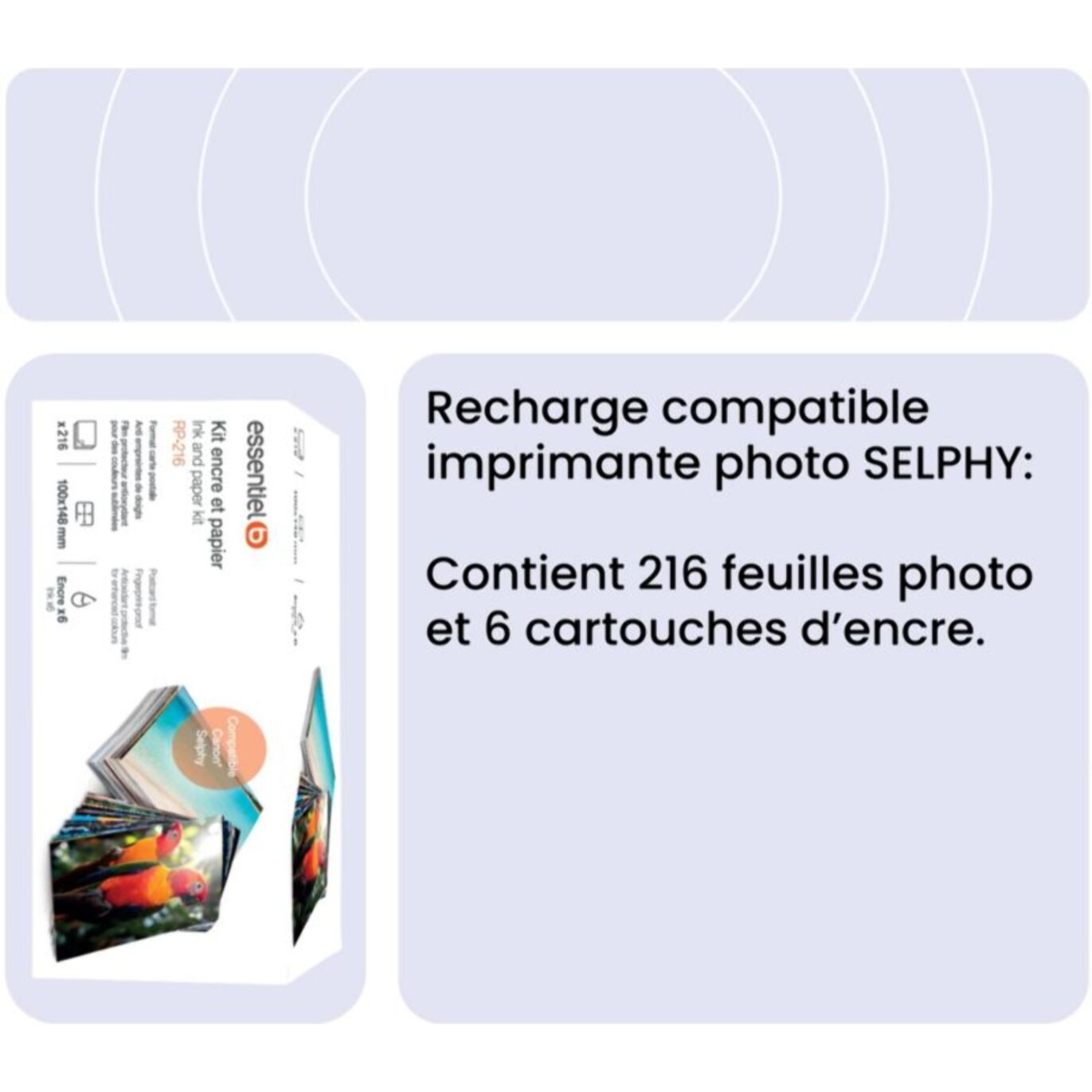 Kit papier + encre ESSENTIELB compatible Canon Selphy KP-216 tirages