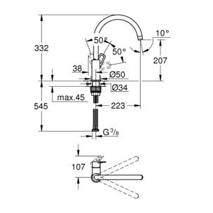 Evier Nestor Plus + Mitigeur cuisine bec haut GROHE Bauloop