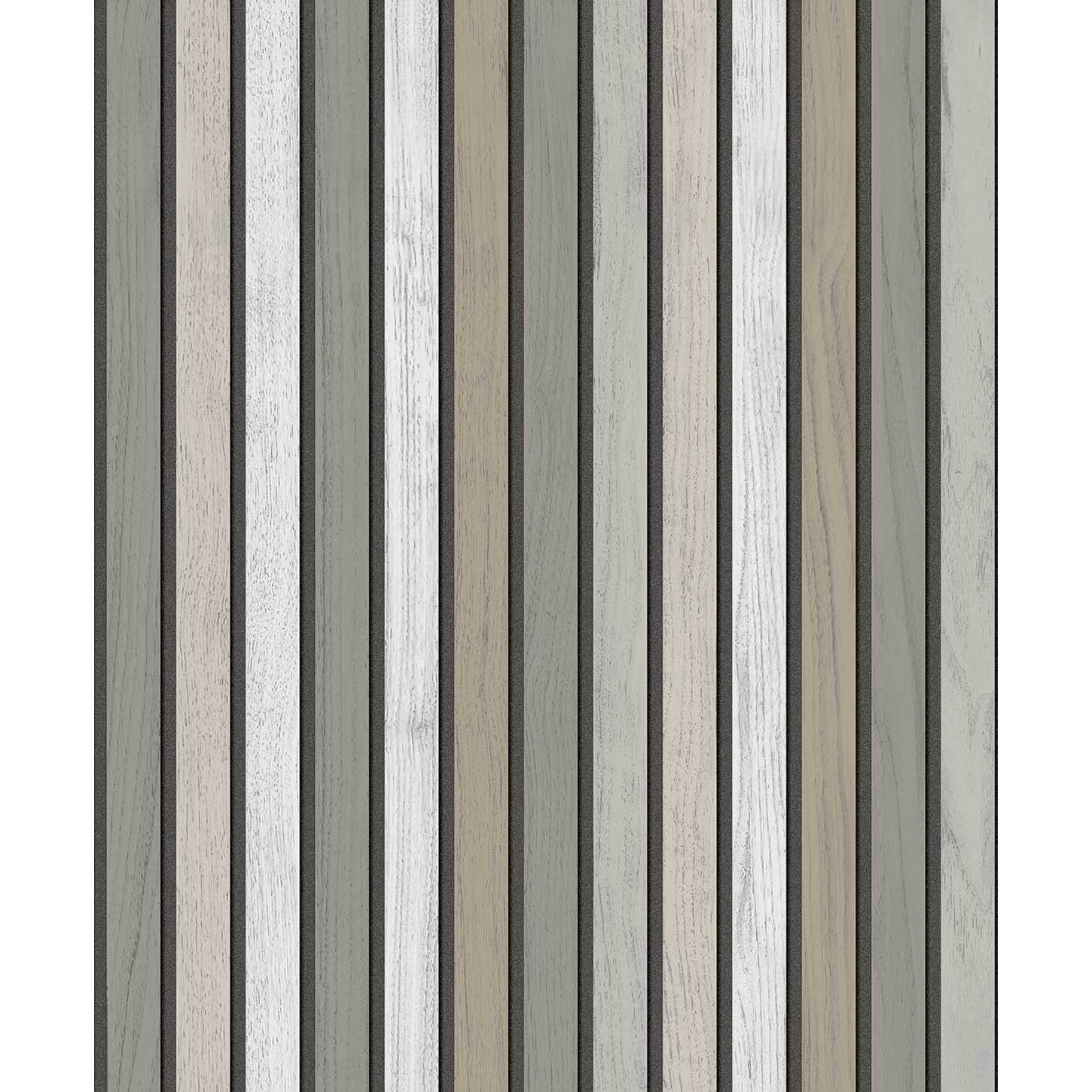 Papier peint lattes bois gris minéral
