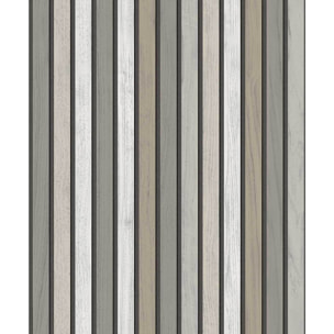 Papier peint lattes bois gris minéral