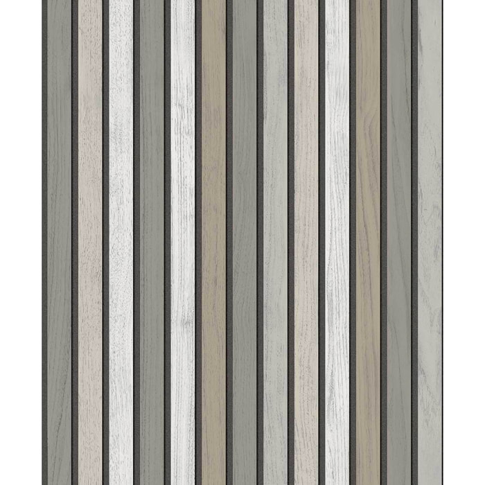 Papier peint lattes bois gris minéral