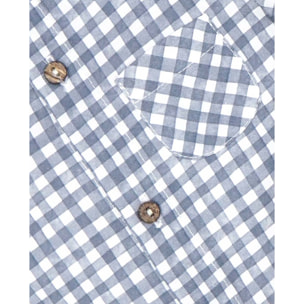 CAMISA CUELLO MAO VICHY ACUARELADO AZUL