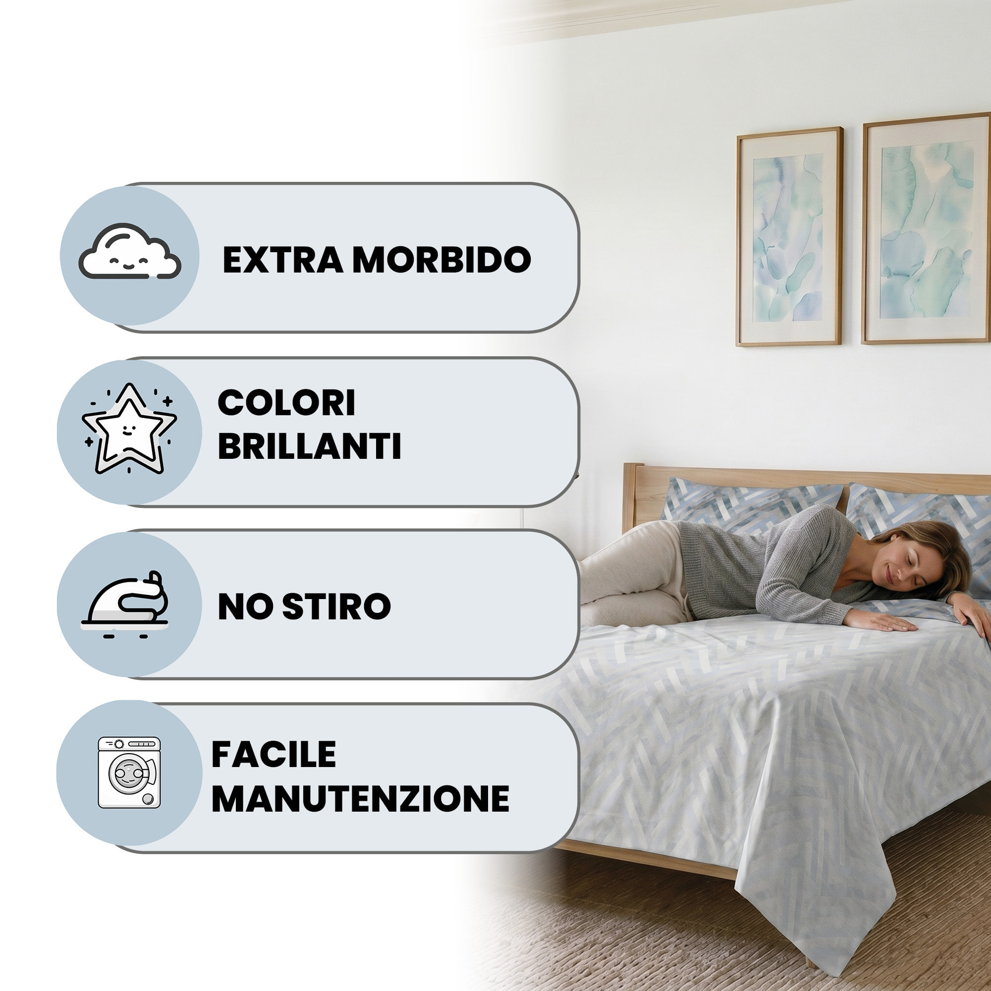 COMPLETO LETTO PIAZZA E MEZZA KARMA - 100% Microfibra