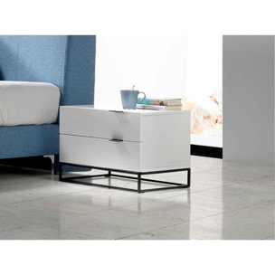 Mesita de noche – Blanco brillo y negro mate